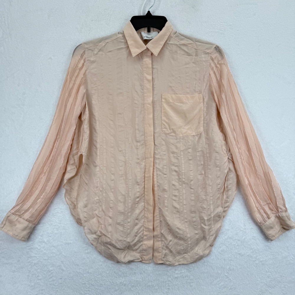 3.1 Phillip Lim Women's Blouse Top Peach Long Sleeve Button Down Shirt Sz L READ